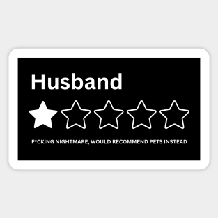 Funny Husband One Star Review Rating Would Not Recommend Humor Wife Sarcasm Sticker